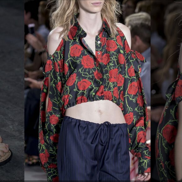 Alexander Wang Red Rose Silk Blouse - Picture 1 of 8